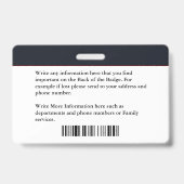 従業員カスタムの写真名IDカードロゴバーコード バッジ (裏面)