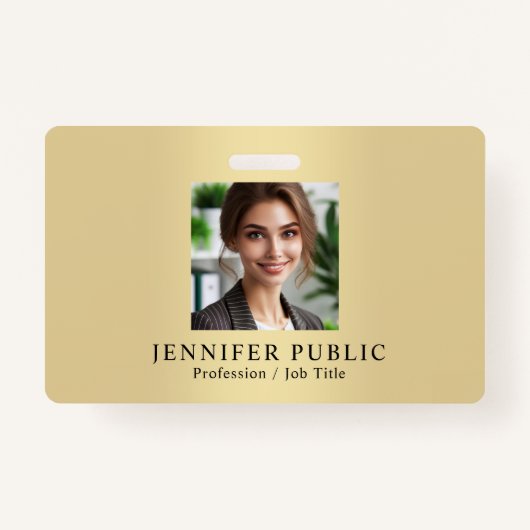 従業員カスタムの写真金ゴールドの色テンプレート バッジ (正面)