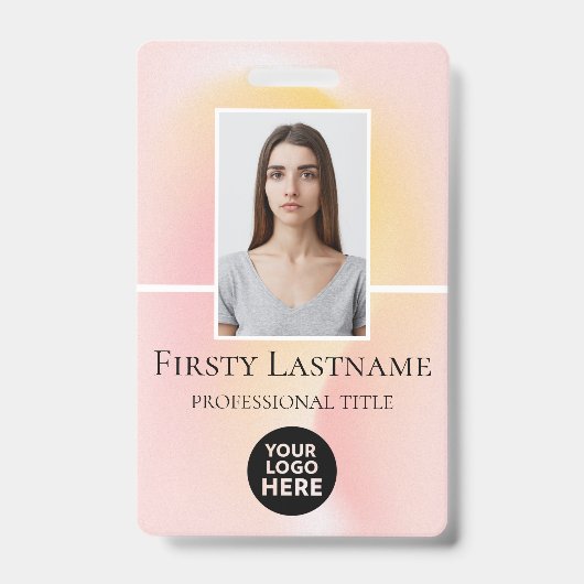 従業員カスタムの写真、バーコード、ロゴ、名前 バッジ (正面)