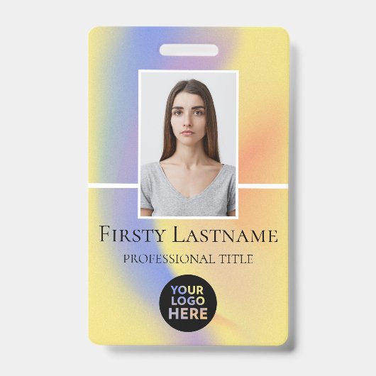 従業員カスタムの写真、バーコード、ロゴ、名前 バッジ (正面)