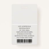 従業員カスタムの写真、バーコード、ロゴ、名前 バッジ (裏面)