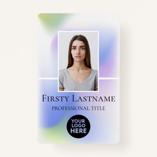 従業員カスタムの写真、バーコード、ロゴ、名前 バッジ (正面)