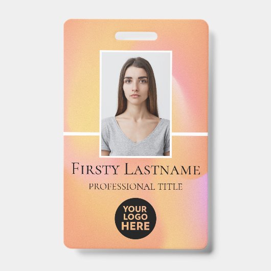 従業員カスタムの写真、バーコード、ロゴ、名前 バッジ (表面)