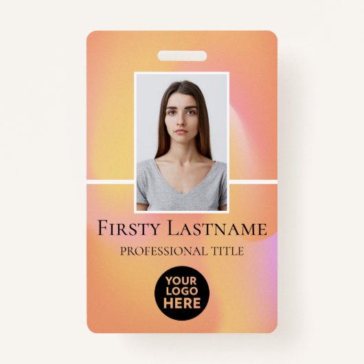 従業員カスタムの写真、バーコード、ロゴ、名前 バッジ (正面)