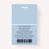 従業員カスタムの写真、バーコード、ロゴ、名前 バッジ (裏面)