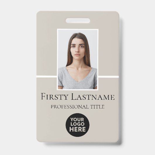 従業員カスタムの写真、バーコード、ロゴ、名前 バッジ (正面)