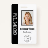 従業員カスタムの写真、ロゴ、名前ブラック バッジ (正面)