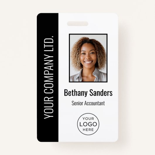 従業員カスタムの写真、ロゴ、名前ブラック バッジ (正面)