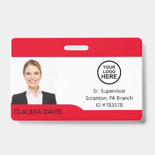 従業員カスタムの写真、名前、ロゴ、バッジ バッジ (正面)