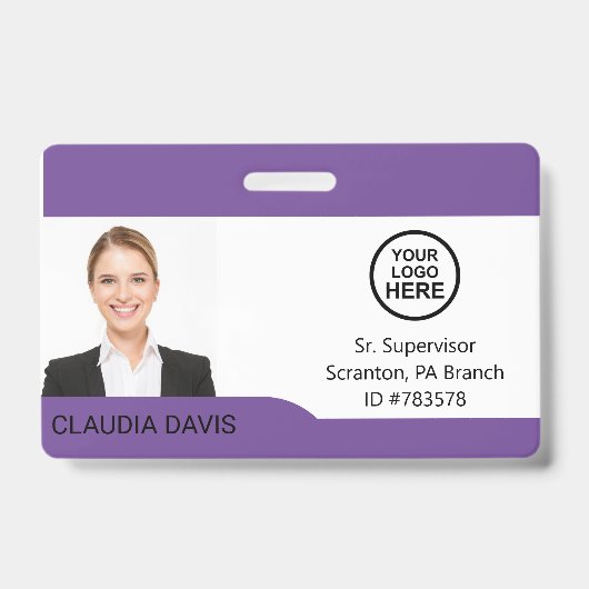 従業員カスタムの写真、名前、ロゴ、バッジ バッジ (正面)