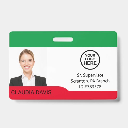 従業員カスタムの写真、名前、ロゴ、バッジ バッジ (正面)