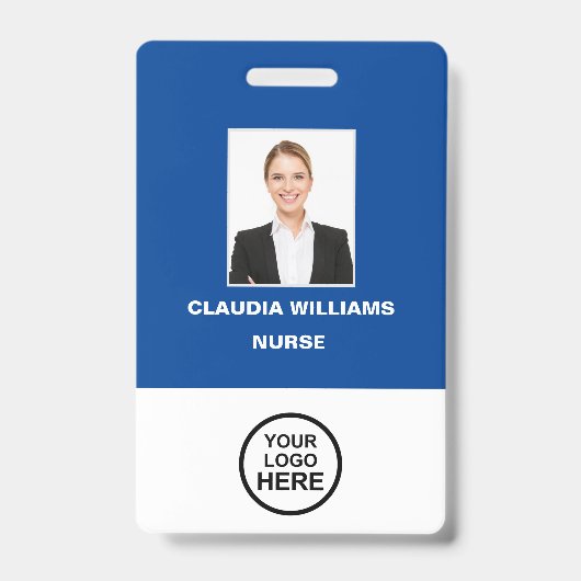 従業員カスタムの写真、名前、ロゴ、バーコードバッジ バッジ (Front)