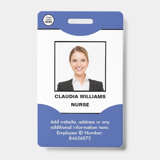 従業員カスタムの写真、名前、ロゴ、バーコード、バッジ バッジ (正面)