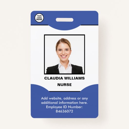 従業員カスタムの写真、名前、ロゴ、バーコード、バッジ バッジ (正面)