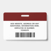 従業員カスタムの写真、名前、ロゴ、バーコード、バッジ バッジ (裏面)