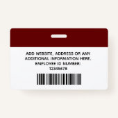 従業員カスタムの写真、名前、ロゴ、バーコード、バッジ バッジ (裏面)