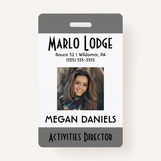 従業員カスタムの写真IDバッジ – グレー バッジ (正面)