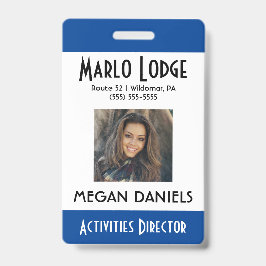 従業員カスタムの写真IDバッジ – 青 バッジ