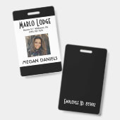 従業員カスタムの写真IDバッジ – 黒 バッジ (正面＆裏面)