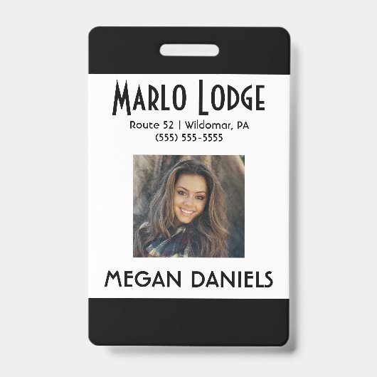 従業員カスタムの写真IDバッジ – 黒 バッジ (正面)