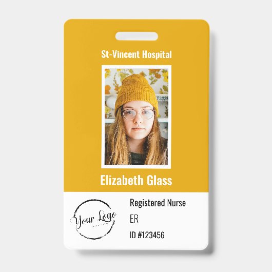 従業員カスタムの写真IDバーコードのロゴ名バッジ バッジ (正面)