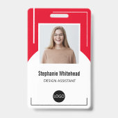 従業員カスタムの写真IDロゴ赤 バッジ (正面)