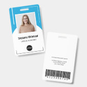 従業員カスタムの写真IDロゴAqua Blue バッジ (正面＆裏面)