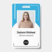 従業員カスタムの写真IDロゴAqua Blue バッジ (正面)