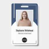 従業員カスタムの写真IDロゴNavy Blue バッジ (正面)