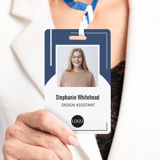 従業員カスタムの写真IDロゴNavy Blue バッジ