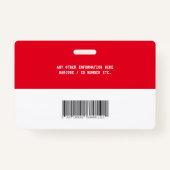 従業員カスタムの写真ID赤ミニマルのシンプルID バッジ (裏面)