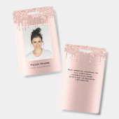 従業員カスタムグリッタードリップバラ金ゴールド名バッジ バッジ (Front & Back)