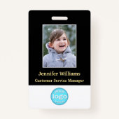 従業員カスタムスタッフ写真名バーコードロゴID バッジ (正面)