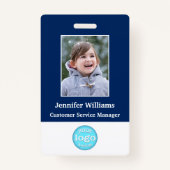 従業員カスタムスタッフ写真名ロゴバーコードID バッジ (正面)