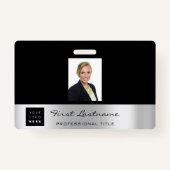 従業員カスタムバーコードのロゴ名ブラックシルバー バッジ (正面)