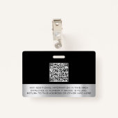 従業員カスタムバーコードのロゴ名ブラックシルバー バッジ (裏面クリップ)