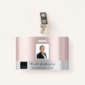 従業員カスタムバーコードロゴ名バラ金ゴールド バッジ (正面クリップ)