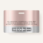 従業員カスタムバーコードロゴ名バラ金ゴールド バッジ (裏面)