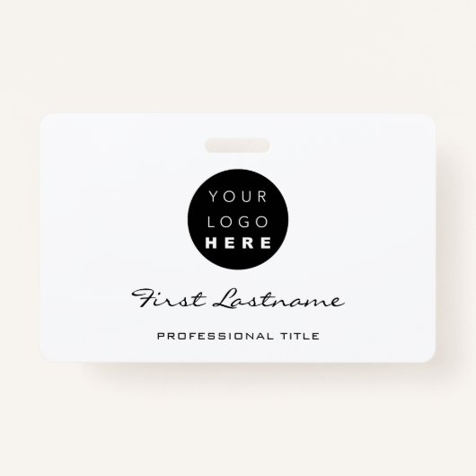 従業員カスタムバーコードロゴ名白黒 バッジ (正面)