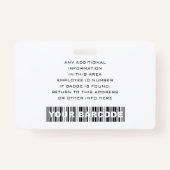 従業員カスタムバーコードロゴ名白黒 バッジ (裏面)