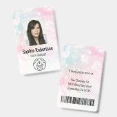 従業員カスタムフォトバーコードロゴ名グリッター バッジ (Front & Back)