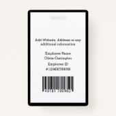 従業員カスタムフォトバーコードロゴ名バッジ バッジ (裏面)