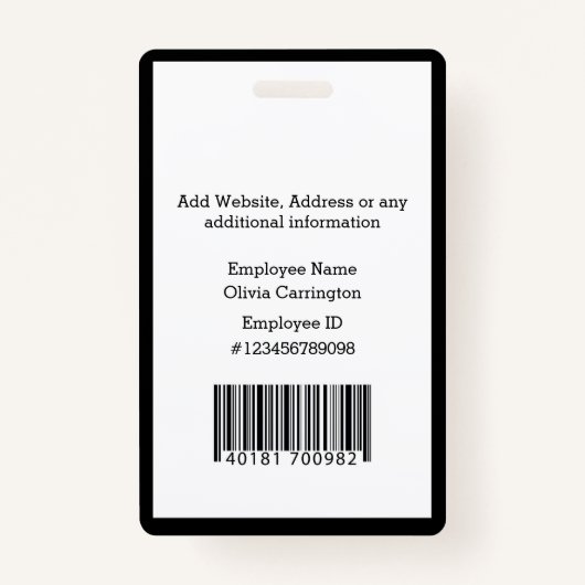 従業員カスタムフォトバーコードロゴ名バッジ バッジ (裏面)