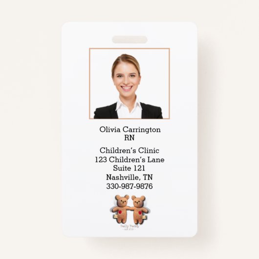 従業員カスタムフォトバーコードロゴ名バッジ バッジ (正面)