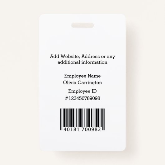 従業員カスタムフォトバーコードロゴ名バッジ バッジ (裏面)