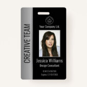 従業員カスタムフォトバーコードロゴ名ブラック バッジ (正面)