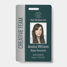 従業員カスタムフォトバーコードロゴ名（緑） バッジ