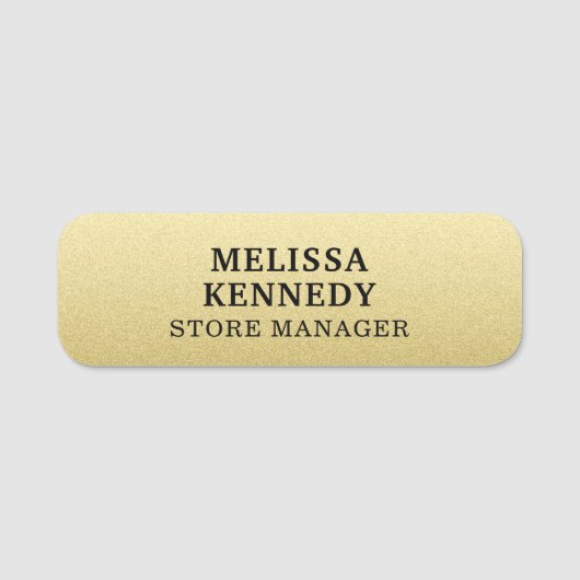 従業員カスタムモダンパーソナライズされたの金ゴールドトーン 名札 (正面)