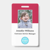従業員カスタムロゴのバーコード名フォトID バッジ (正面)