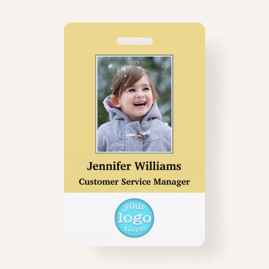 従業員カスタムロゴバーコードフォト名ID バッジ (正面)